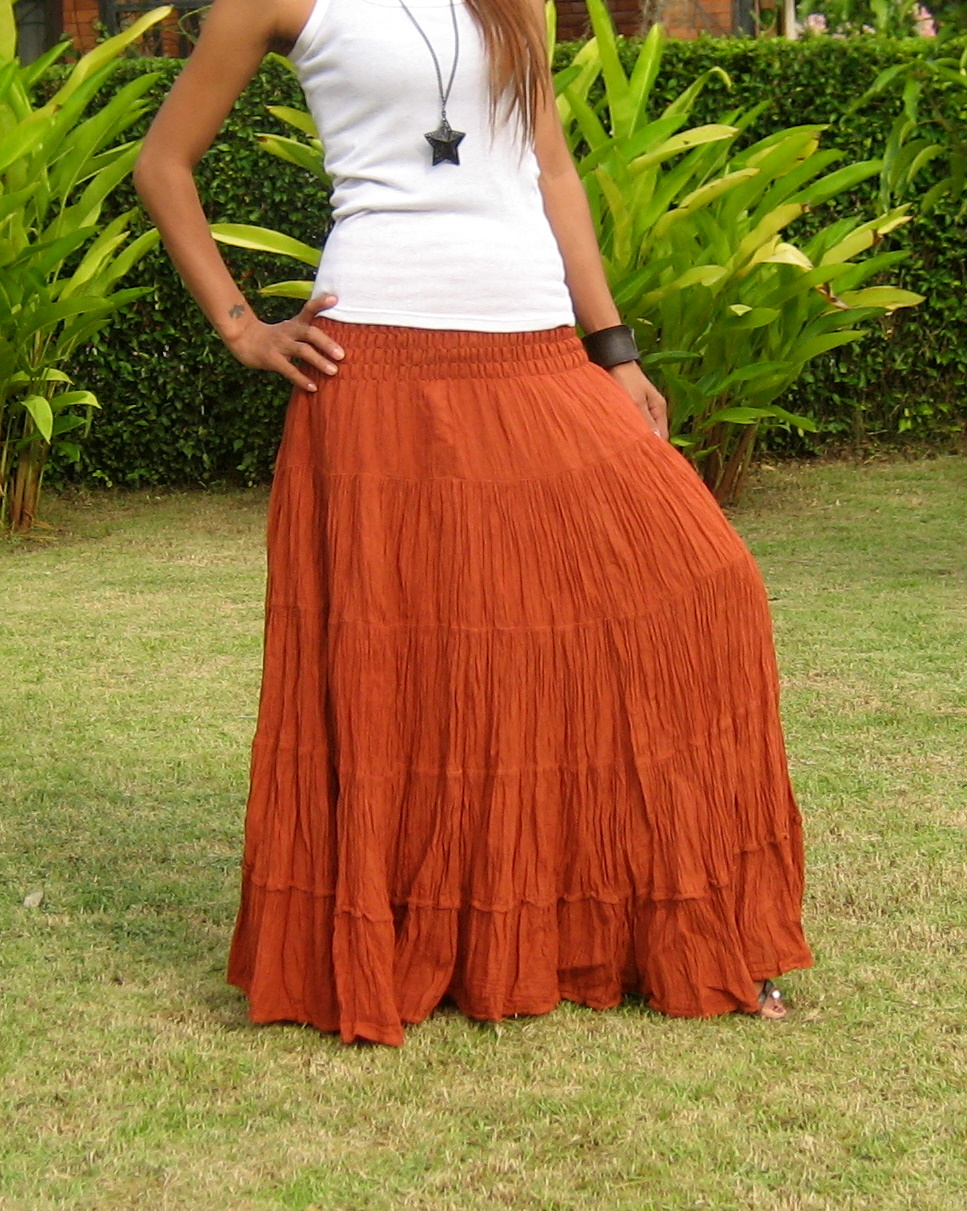 orange maxi skirt boho